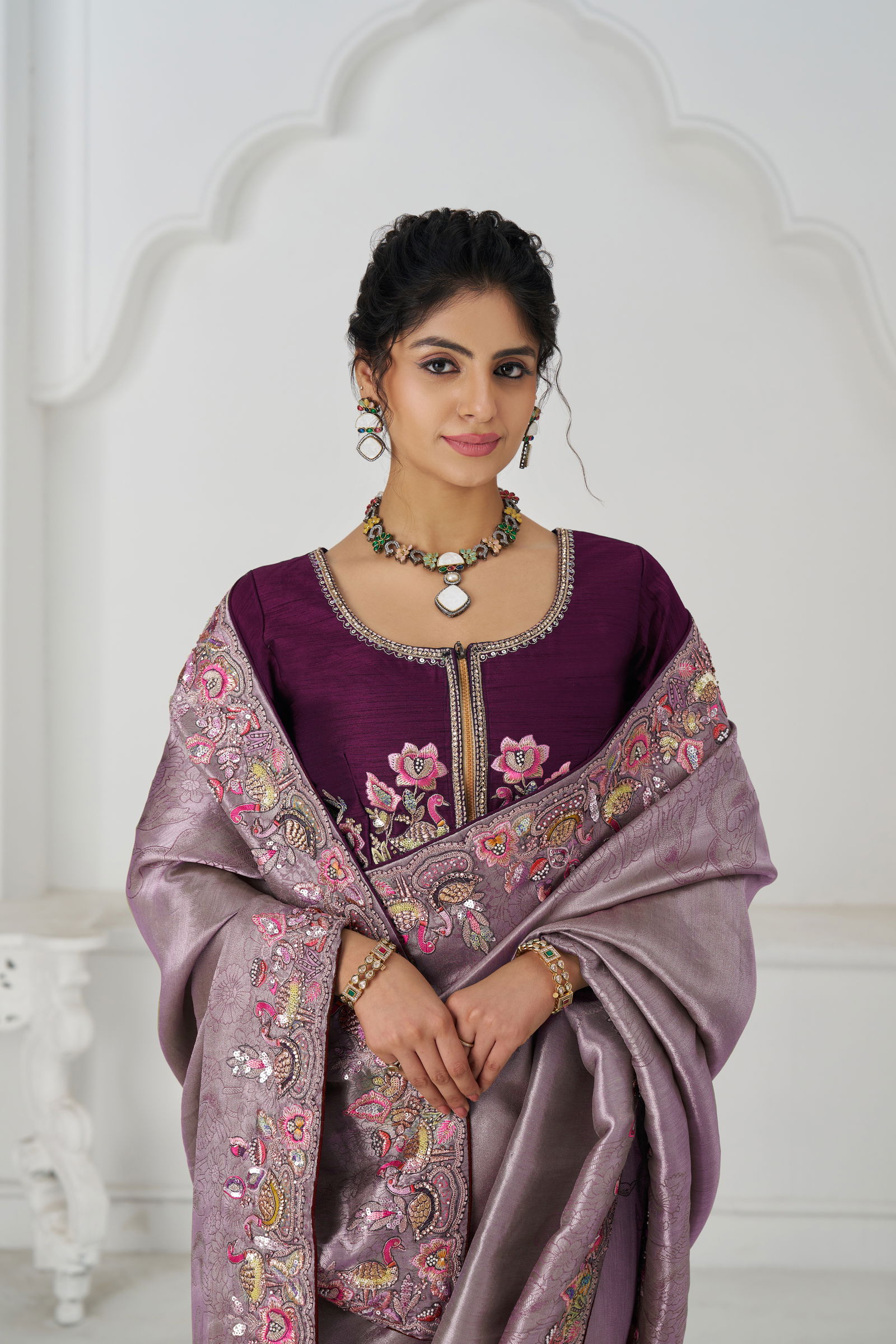 Kf  111 Mauve Color Saree Pure Dola Viscouse Silk Saree Wholesale Suppliers In Mumbai